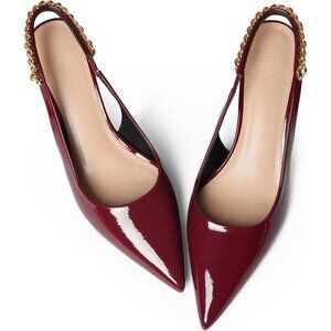 🆕Women Red Stiletto Heels Closed Pointed Toe 4 in Heels Patent Leather Pumps
